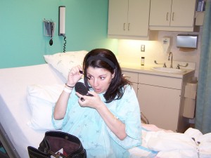 yes, I am the crazy girl putting on mascara in the hospital! :)